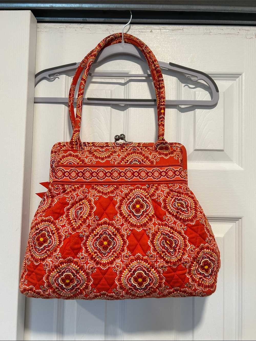 Vera Bradley Quilted Red Floral Frame-Top Shoulder Bag